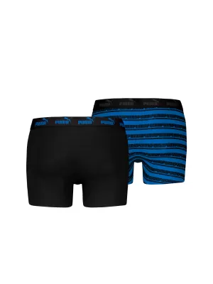 Boxeri pentru bărbați PUMA ELEMENTS MEN STRIPED BOXERS 2P 93884203 NEGRU/ALBASTRU