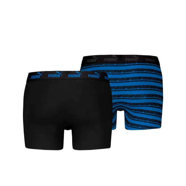  Boxeri pentru bărbați PUMA ELEMENTS MEN STRIPED BOXERS 2P 93884203 NEGRU/ALBASTRU 