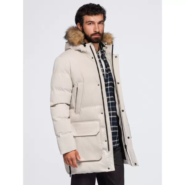  Parka pentru bărbați OMBRE OM-JALJ-0310 CREMĂ 