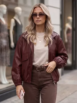 Geaca de dama DSTREET TY6069 BURGUNDIA