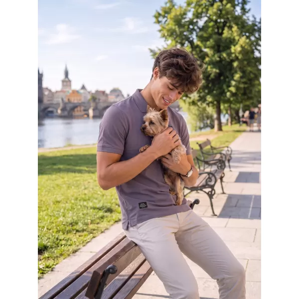  Tricou pentru bărbați cu guler ALTISPORT NP/ALMST90601 GRI ARDEZIE 