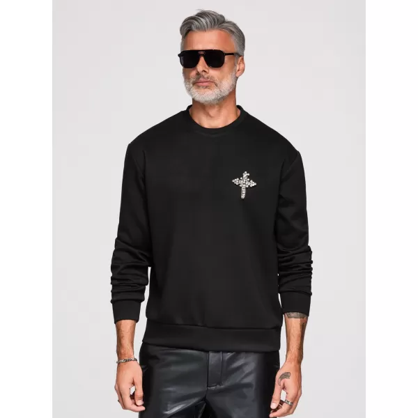  Hanorac pentru bărbați OMBRE OM-SSNZ-0271 NEGRU 