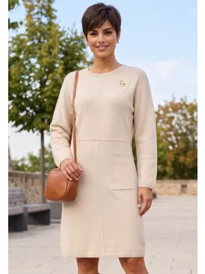 Rochie de dama tricotata ALTISPORT ISIDORE BEJ DESCHIS