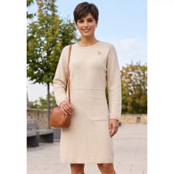  Rochie de dama tricotata ALTISPORT ISIDORE BEJ DESCHIS 