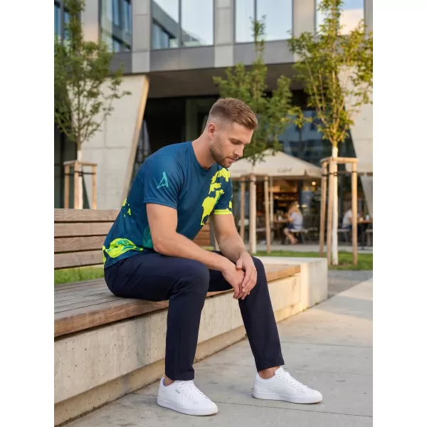  Cămașă de agrement pentru bărbați premium ALTISPORT VOJ/ALM130TR06 BLEUMARIN-GALBEN FLUO 