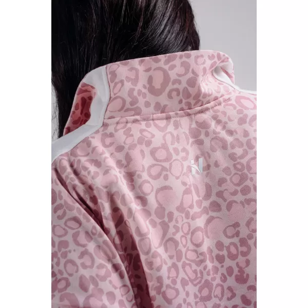  Hanorac cu jumătate de fermoar cu imprimeu leopard NEBBIA PRIMAL 866 LEOPARD ROZ 