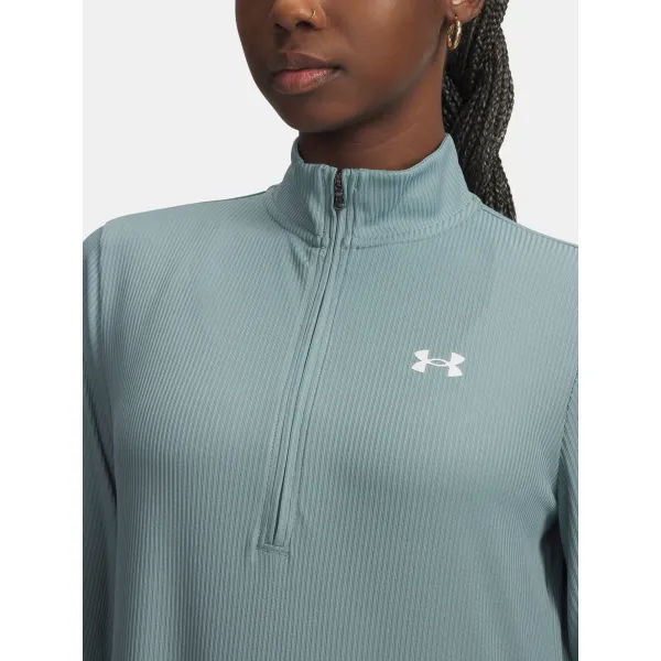  Tricou pentru femei UNDER ARMOUR TECH RIB 1/2 ZIP 1389857-323 VERDE 