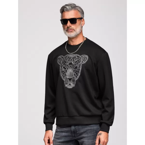  Hanorac pentru bărbați OMBRE OM-SSNZ-0273 NEGRU 