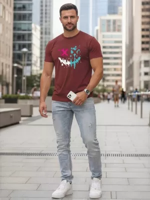 Tricou pentru bărbați DSTREET NX5100R-BU BURGUNDIA