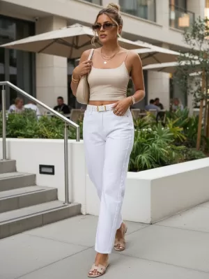 Pantaloni de dama DSTREET UY3054 ALB