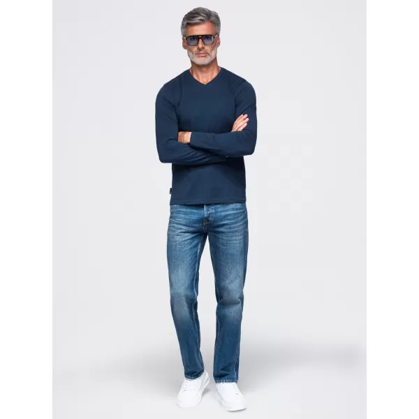  Tricou pentru bărbați OMBRE OM-LSBL-0143 ALBASTRU MARIN 