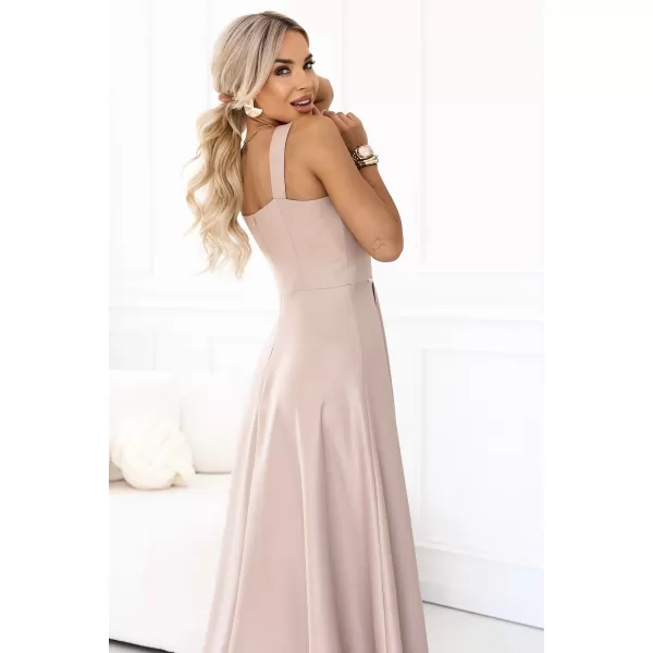  Rochie NUMOCO 633-5 BEJ ÎNCHIS CU SCLIPICI 