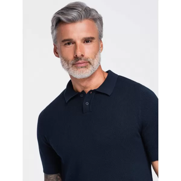 Tricou polo pentru bărbați OMBRE OM-POSS-0178 ALBASTRU MARIN 
