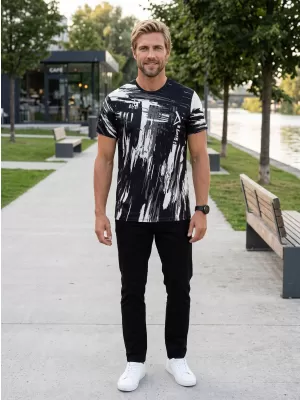 Tricou funcțional premium pentru bărbați ALTISPORT VOJ/ALM010TR01 NEGRU/FILDEȘ