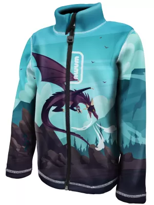 Hanorac fleece pentru copii WAMU DRAGON FANTASY ALBASTRU