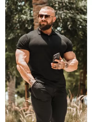 Tricouri pentru bărbați NEBBIA MIKE MUSCLE FIT POLO 157 NEGRU