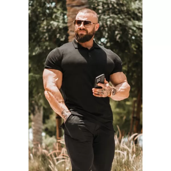  Tricouri pentru bărbați NEBBIA MIKE MUSCLE FIT POLO 157 NEGRU 