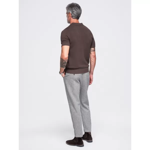 Tricou polo pentru bărbați OMBRE OM-POSS-0178 MARO ÎNCHIS 