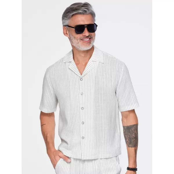  Cămașă pentru bărbați OMBRE OM-SHSS-0222 APROAPE ALB 