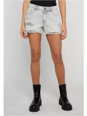 Pantaloni scurți de damă URBAN CLASSICS TB8193 GRI ARGINTIU DESCHIS SPALAT