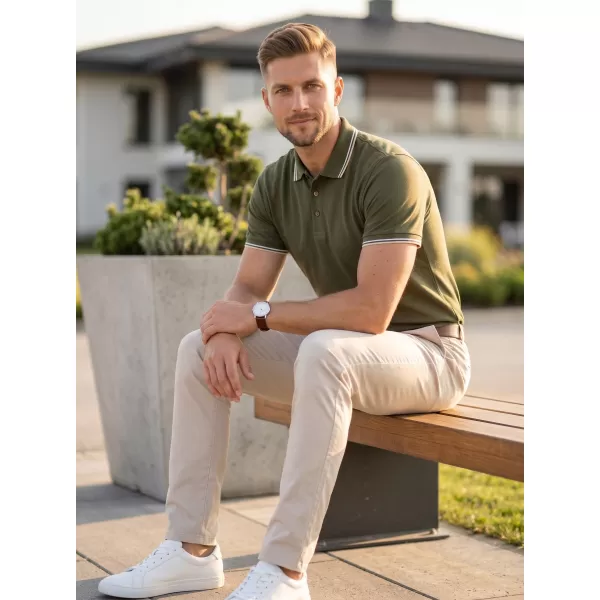  Tricou pentru bărbați cu guler MALFINI FOCUS 232 MILITAR 