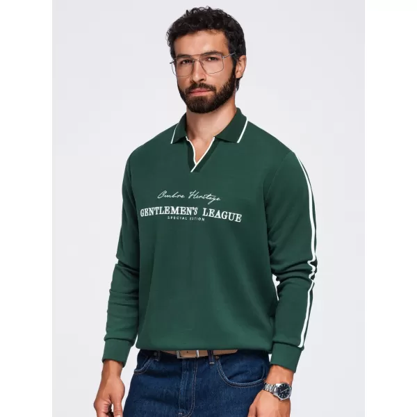  Hanorac pentru bărbați OMBRE OM-SSNZ-0268 VERDE ÎNCHIS 