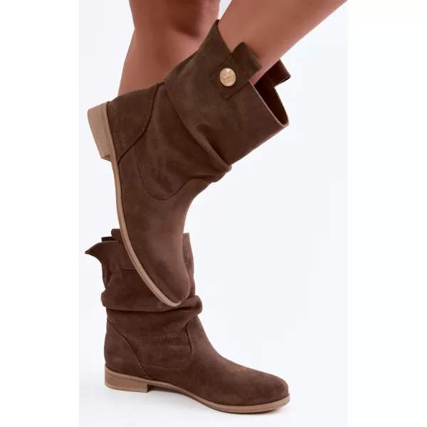  Botine de dama ZAZOO 4210 PIELE ÎNTOARSĂ MARO 