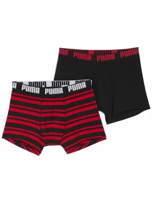 Boxeri pentru bărbați PUMA MEN EVERYDAY HERITAGE STRIPE BOXER 93832605 ROȘU/NEGRU