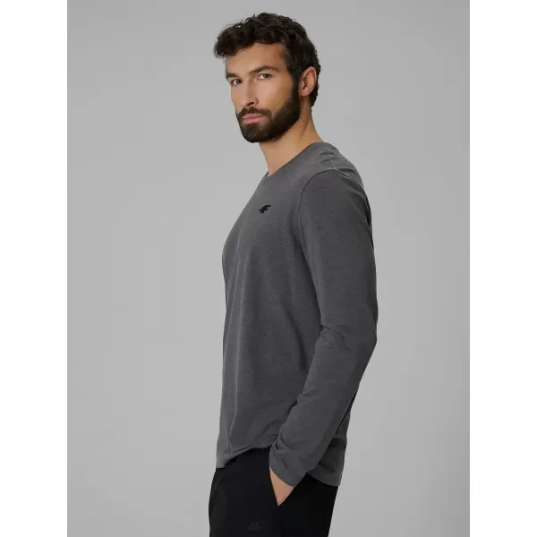  Tricou pentru bărbați cu mâneci lungi 4F WMM00TLONM611 MELANGE GRI ÎNCHIS 