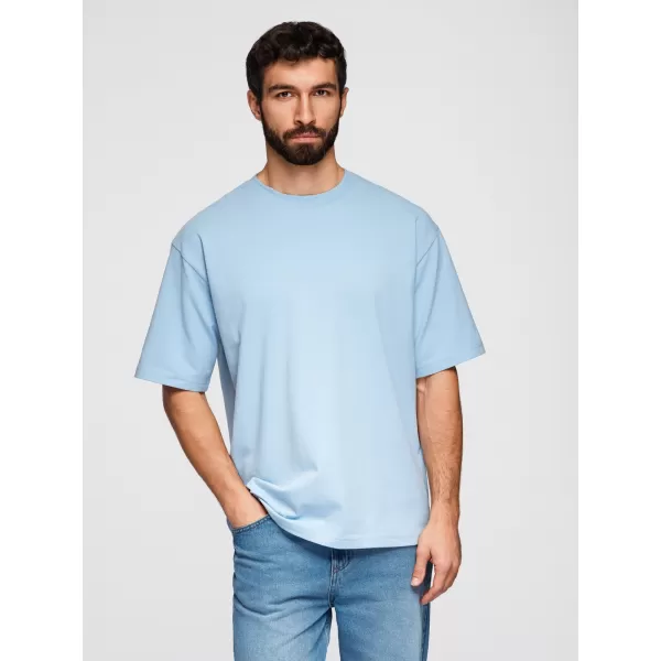  Tricou pentru bărbați OMBRE OM-TSBC-0291 NEGRU/ALBASTRU DESCHIS/ALB APROAPE 