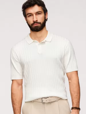 Tricou pentru bărbați cu guler OMBRE OM-POSS-0169 ALB SPART