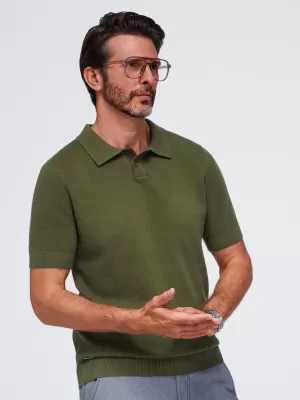 Tricou polo pentru bărbați OMBRE OM-POSS-0178 MĂSLINE