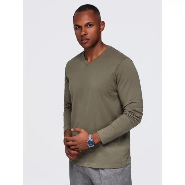  Tricou pentru bărbați OMBRE OM-LSBL-0143 MĂSLINE ÎNCHISE 