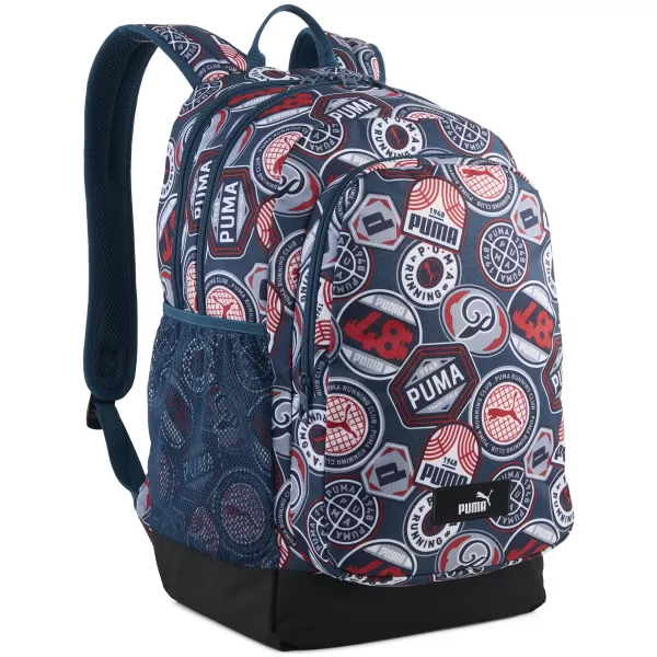  Rucsac PUMA ACADEMY AOP BACKPACK 09115027 BENZINĂ LA MIEZUL NOPȚII/PENTRU TOT TIMPUL ROȘU/ECUSOANE DE ALERGARE AOP 