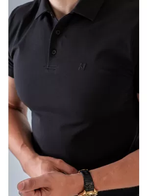 Tricouri pentru bărbați NEBBIA MIKE MUSCLE FIT POLO 157 NEGRU