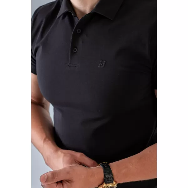 Tricouri pentru bărbați NEBBIA MIKE MUSCLE FIT POLO 157 NEGRU 