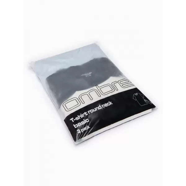  Tricou pentru bărbați OMBRE OM-TSBC-0291 NEGRU/ALBASTRU DESCHIS/ALB APROAPE 