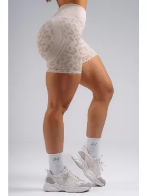 Pantaloni scurți de compresie push-up cu imprimeu leopard NEBBIA PRIMAL 856 LEOPARD CREM