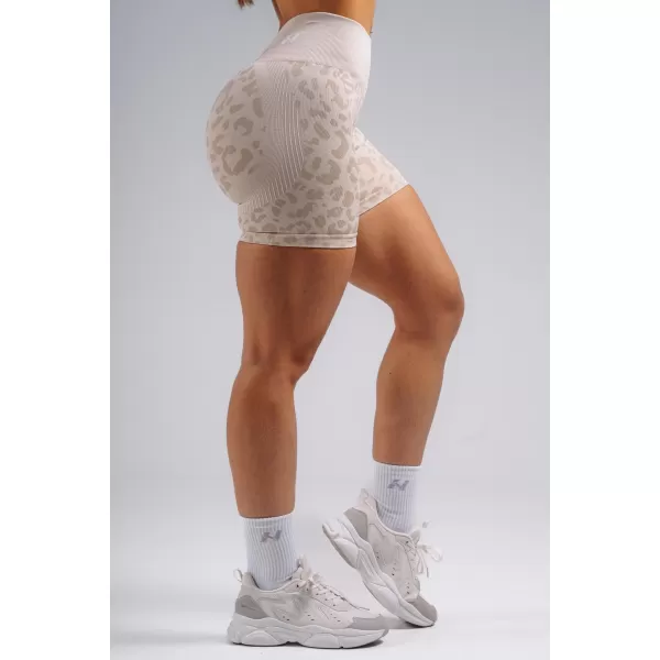 Pantaloni scurți de compresie push-up cu imprimeu leopard NEBBIA PRIMAL 856 LEOPARD CREM 