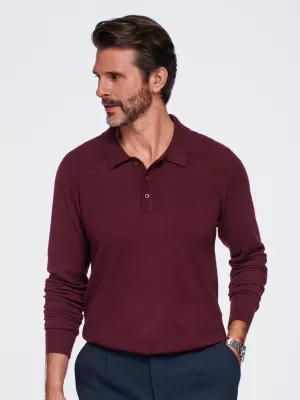 Tricou pentru bărbați cu guler OMBRE OM-POLS-0151 BURGUNDIA