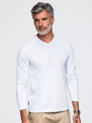 Tricou pentru bărbați OMBRE OM-LSBL-0143 ALB