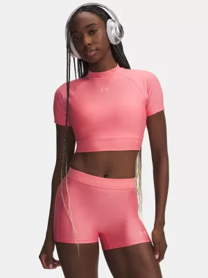 Tricou pentru femei UNDER ARMOUR HEATGEAR CROP MOCK SS 6010006-600 ROZ