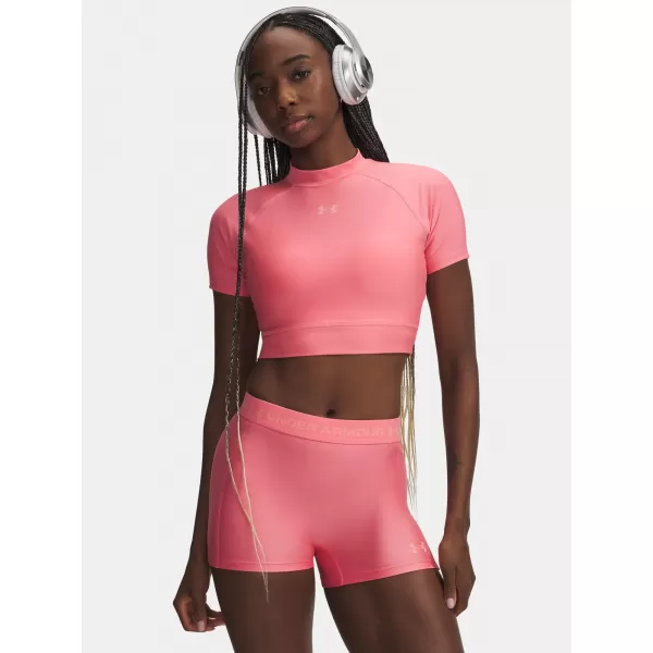  Tricou pentru femei UNDER ARMOUR HEATGEAR CROP MOCK SS 6010006-600 ROZ 