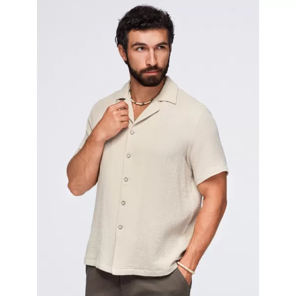  Cămașă pentru bărbați OMBRE OM-SHSS-0223 BEJ 
