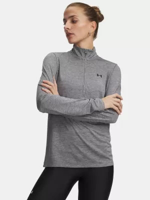 Tricou pentru femei UNDER ARMOUR TECH 1/2 ZIP- TWIST 1384225-709 VERDE