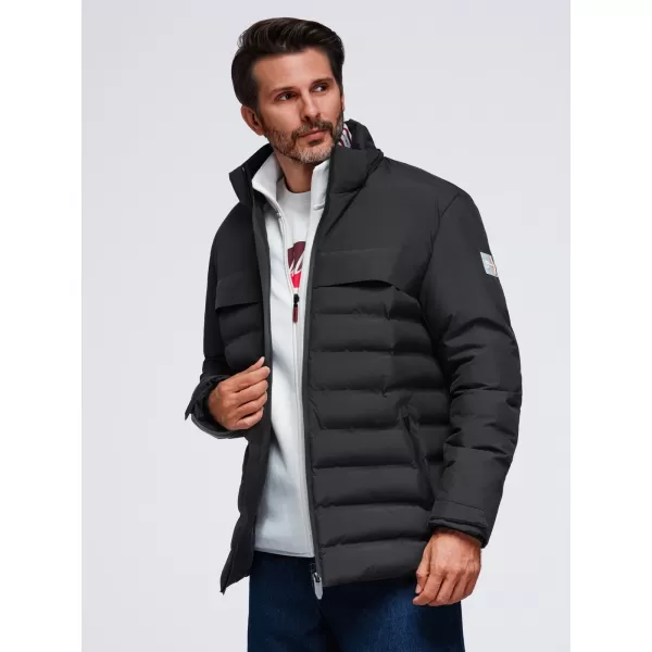  Geaca de iarna matlasata pentru barbati OMBRE OM-JAHP-0305 NEGRU 