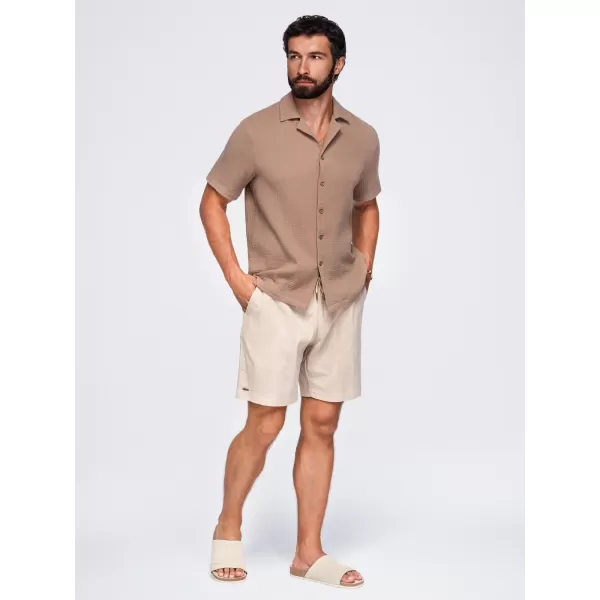 Cămașă pentru bărbați OMBRE OM-SHSS-0223 MARO DESCHIS 