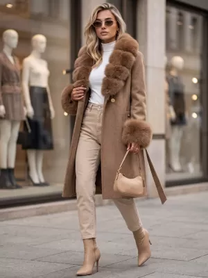 Palton de damă DSTREET TY6075 CARAMEL