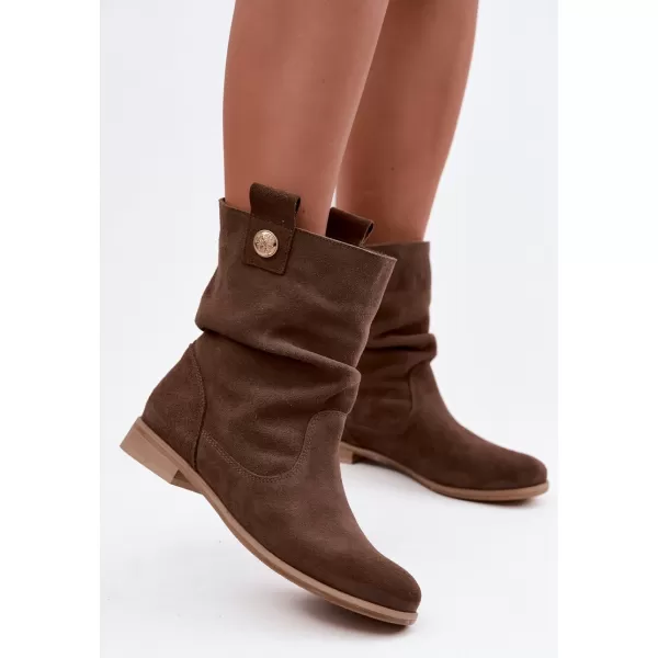  Botine de dama ZAZOO 4210 PIELE ÎNTOARSĂ MARO 