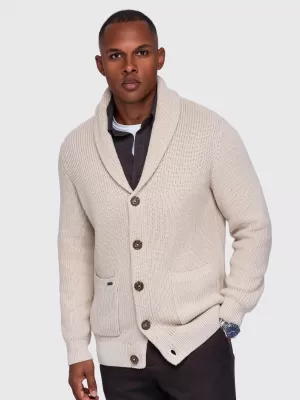 Cardigan pentru bărbați OMBRE OM-SWCD-0200 BEJ
